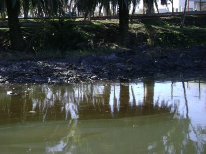 la presencia del hidrocarburo en canal, imágen tomada x nuevo ambiente
